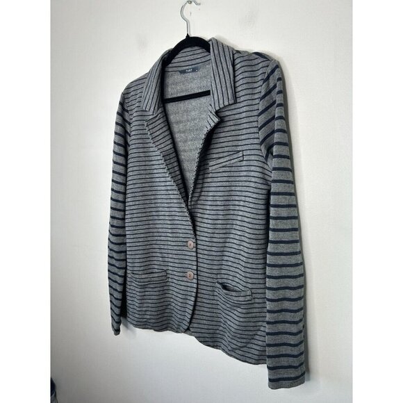 TART Essential Blazer Gray Navy Striped Women’s Workwear Long Sleeve Size XL - Picture 2 of 12